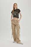 DeFacto Coool Wide Leg Geniş Paça Pantolon Gabardin Kumaş Kargo Cepli Basic Düz B5690AX24SPBG352