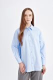 DeFacto Relax Fit Oxford Uzun Kollu Gömlek Tunik D1298AX24AUBE415