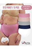 Kadın Büyük Beden Külot Full Brief (5XL, 6XL, 7XL) 5 Farklı Renk 1 Pakette