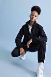 DeFactoFit Crop Dik Yaka Basic Düz Fermuarlı Sporcu Sweatshirt A2436AX23AUBK81