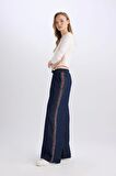 Pull On Wide Leg Yüksek Bel Uzun Jean Pantolon
