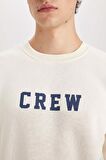 Relax Fit Bisiklet Yaka Baskılı Kalın Sweatshirt