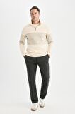 DeFacto Comfort Regular Fit Rahat Kalıp Dik Yaka Fermuarlı Çizgili Kalın Sweatshirt D2401AX24AUER42