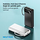 Powerbank 20000 mAh 2.1A Hızlı Dahili Çoklu Kablolu Taşınabilir Şarj Cihazı -Siyah - NTL-PB-23N4