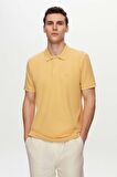 Ds Damat Regular Fit Açık Sarı Pike Dokulu %100 Pamuk Kıvrılmaz Polo Yaka Nakışlı T-Shirt 4HC14ORT51000