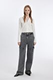 DeFacto Coool Fitted Basic Düz Düğmeli Uzun Kollu Crop Beyaz Gömlek A0012AX24AUWT32