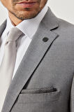 Ekstra Slim Fit Dar Kesim Mono Yaka Kareli Yünlü Takım Elbise