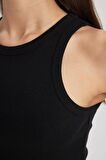 DeFacto Fitted Halter Yaka Fitilli Kaşkorse Basic Düz Atlet U0357AZ24SMBK81