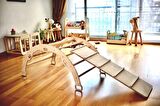 Pikler Tırmanma Seti | Montessori Ahşap Oyun Seti | Üçgen-Kemer-Rampa Montessori Aktivite Merkezi