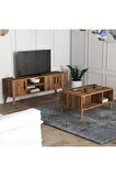 Mezza Set 1582-2072 Exxen Tv Ünitesi Exxen Orta Sehpa (AHŞAP AYAKLI) - Hat Rengi
