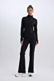 DeFactoFit Flare Fit Beli Saran İspanyol Paça Standart Boy Sporcu Eşofman Altı C9192AX25SPBK81