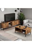 Mezza Set 1592-2082 Aurora 180 Cm Metal Ayaklı Tv Ünitesi + Aurora Orta Sehpa - Hat Rengi
