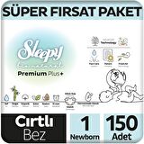 Sleepy Bio Natural Premium Plus Süper Fırsat Paketi Bebek Bezi 1 Numara Newborn 150 Adet