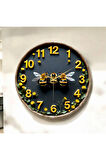 Renkli Baskı Arı Hayvan Desenli Sayılı Hediyelik Ahşap Sessiz Duvar Saati 50cm