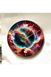 Renkli Baskı Desenli Sayılı Hediyelik Ahşap Sessiz Duvar Saati 50cm