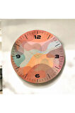 Renkli Baskı Desenli Sayılı Hediyelik Ahşap Sessiz Duvar Saati 50cm