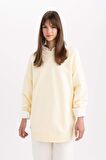 DeFacto Bisiklet Yaka Sırt Baskılı İçi Yumuşak Tüylü Kalın Sweatshirt Tunik C5418AX24SPYL509