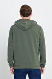 2 İplik Sıcak Tutan Standart Fit Normal Kesim Kapüşonlu Ottoman Desenli Cepli Sweatshirt