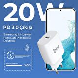 Bix BX-PD20TA Type-C 20 Watt Hızlı Şarj Aleti Beyaz