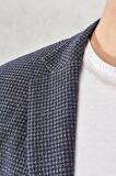 Erkek Antrasit-lacivert Slim Fit Dar Kesim Mono Yaka Kareli Klasik Takım Elbise