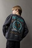 DeFacto Erkek Çocuk Oversize Geniş Kalıp Bisiklet Yaka Sırt Baskılı Sweatshirt D8497A825SPAR15