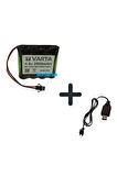4.8v 2600mah Varta Pilli Oyuncak Araba Pili Siyah Soket + Usb Şarj Cihazı