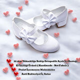 Beebron Ortopedik Topuklu Abiye Kız Çocuk Ayakkabı Glossy Series Abiayk2401 Rugan Beyaz 28