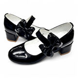 Beebron Ortopedik Topuklu Abiye Kız Çocuk Ayakkabı Glossy Series Abiayk2401 Rugan Siyah 28