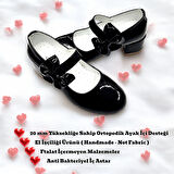 Beebron Ortopedik Topuklu Abiye Kız Çocuk Ayakkabı Glossy Series Abiayk2401 Rugan Siyah 28