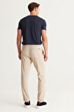 Erkek Bej Slim Fit Rahat Kesim Beli Bağlamalı Yan Cepli Jogger Pantolon