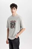 DeFacto Rolling Stones Comfort Fit Bisiklet Yaka Kısa Kollu Tişört B5524AX24SPGR91