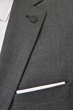 Erkek Siyah-gri Slim Fit Dar Kesim Desenli Takım Elbise