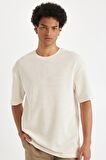 DeFacto Comfort Regular Fit Rahat Kesim Bisiklet Yaka Kısa Kollu Ağır Kumaş Basic Düz Tişört B4444AX24AUBG714