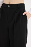 DeFacto Klasik Pantolon Wide Leg Geniş Bol Paça Fleto Cepli Yüksek Bel Standart Boy Basic Düz D8150AX24AUBK81