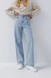 Lenithra Kadın Yüksel Bel Palazzo Geniş Paça Salaş Denim Jean Likrasız Mavi / 38