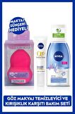 Nivea Çift Etkili Göz Makyaj Temizleyici 125ml ve Q10 Göz Bakım Kremi 15ml, Makyaj Süngeri Hediye