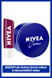 NIVEA Creme Nemlendirici Vücut Bakım Kremi 250ml ve Böğürtlen Dudak Bakım Kremi 4.8gr, Hafif Bordo Işıltı, Cüzdan Hediye