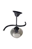 Fuji Siyah Tekli Füme Yatsı Camlı Avize | Kaliteli Modern Metal Avize