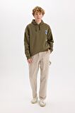 Boxy Fit Kapüşonlu Sırt Baskılı Sweatshirt