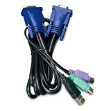 USB KVM Kablosu, entegre PS2 &lt;-&gt; USB Çevirici, 3 Metre&lt;br&gt;3M USB KVM Cable with built-in PS2 to USB Converter