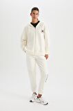 DeFactoFit NBA Boston Celtics Oversize Geniş Kalıp Kapüşonlu Sırt Baskılı Kalın Fermuarlı Sweatshirt D0691AX24AUER105