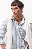 DeFacto Regular Fit Polo Yaka Çizgili Oxford Uzun Kollu Gömlek D6101AX25SPGN756