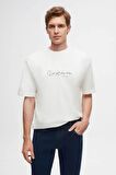 Oversize Beyaz Baskılı %100 Pamuk T-shirt 2EC14ORT05211