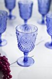 Akrilik Mavi 6 Lı Ayaklı Bardak