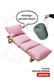 XPERMATE Pofuduk Şezlong Minderi 60x180x12Cm Su İtici,Katlanır,UV Güneş Dayanımı, Fermuar, Pembe