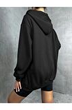 Unisex Siyah Fermuarlı Sweat Hırka