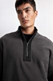 DeFacto Relax Fit Dik Yaka Fermuarlı Polar Sweatshirt D2688AX24AUAR9