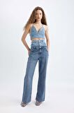 DeFacto Afra x DeFacto Boyundan Bağlamalı Crop Jean Bluz C5862AX24SPNM28