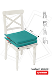Xpermate Fermuarlı 2'li Sandalye Minderi Su İtici Kumaş 40x40Cm Sünger Sandalye Minderi Bağcıklı Turkuaz