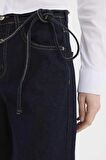 Wide Leg Geniş Paça Bağcıklı Uzun Jean Pantolon